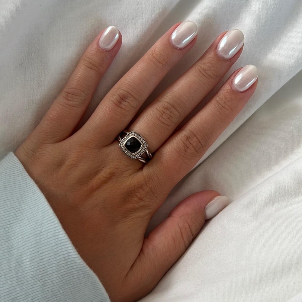David Yurman petite  Albion® Ring with Black Onyx and Pavé Diamonds